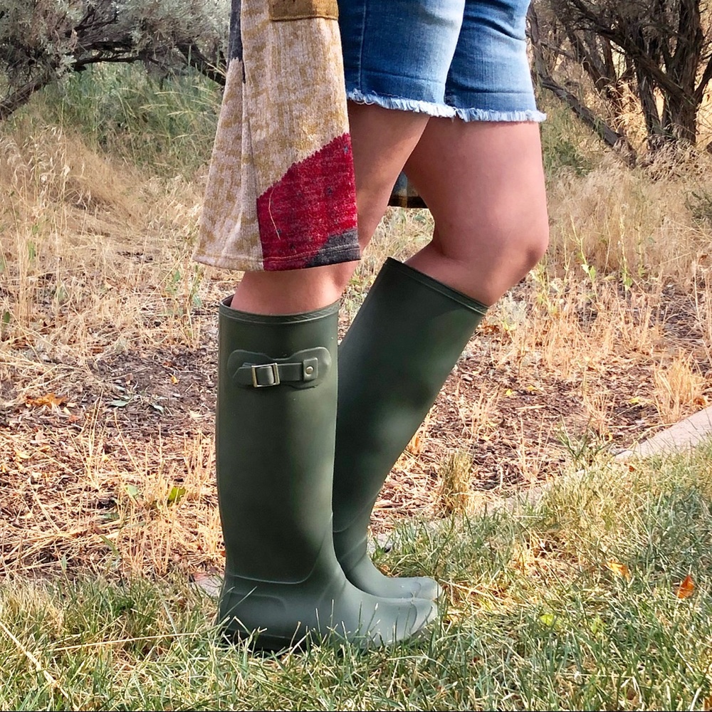 Olive Green Tall Matte Rubber Rain Boot ☔️🌈 - Picture 3 of 7